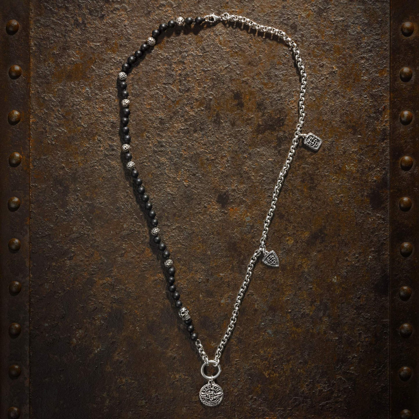 Férfi lánc UNCS (2 medál) BLACK/SILVER