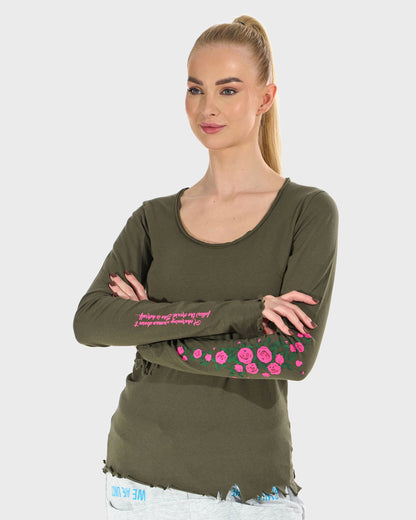 Női póló CLAUDIE LS KHAKI KHAKI