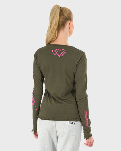 Női póló CLAUDIE LS KHAKI KHAKI