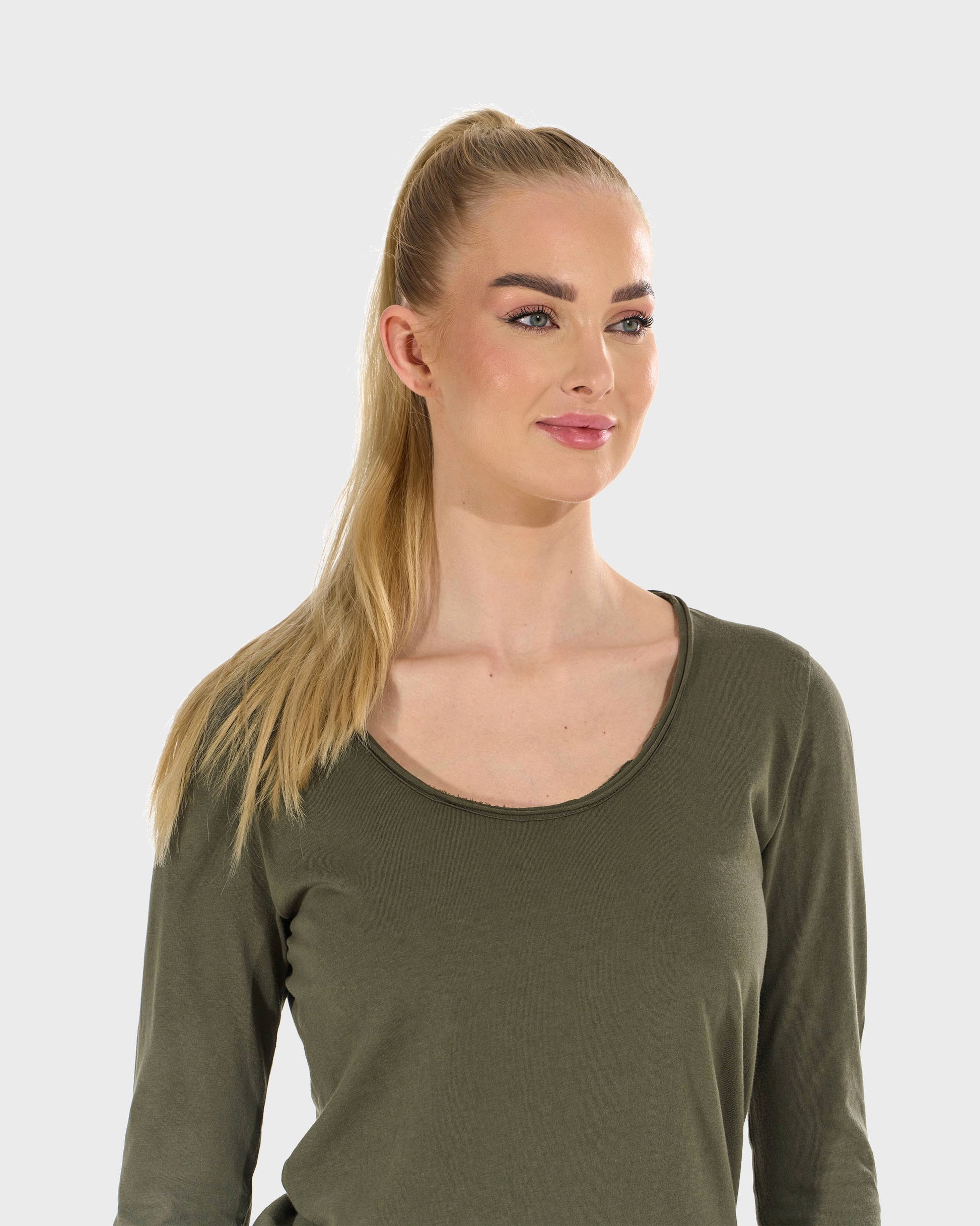Női póló CLAUDIE LS KHAKI KHAKI