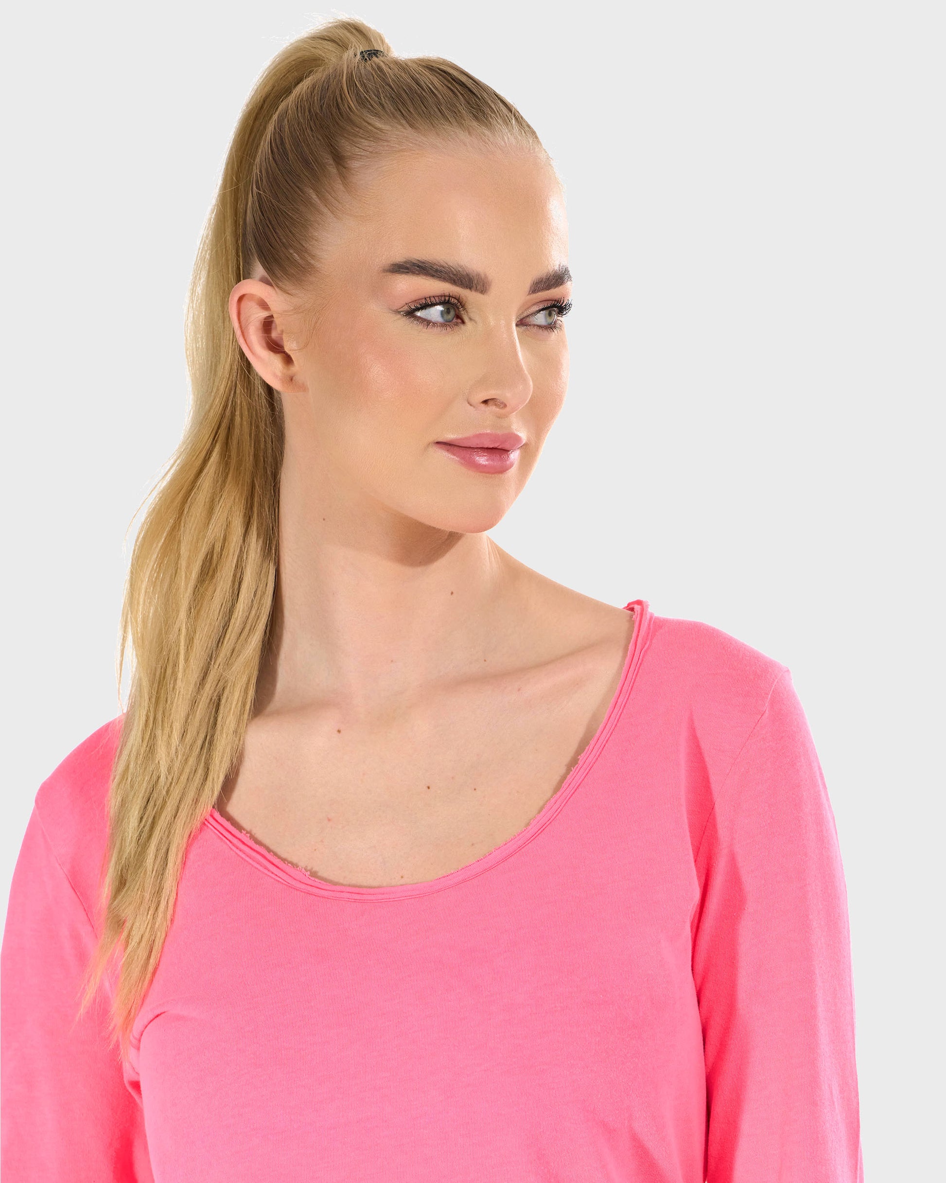 Női póló CLAUDIE LS NEON PINK NEON PINK