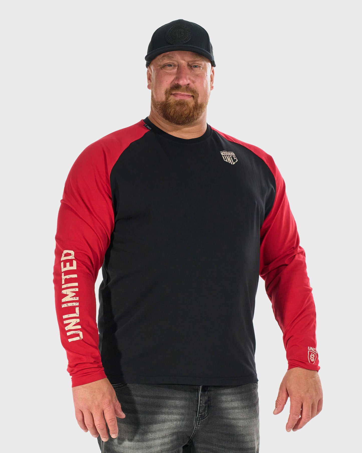 Férfi póló CONNOR I LS BLACK/RED