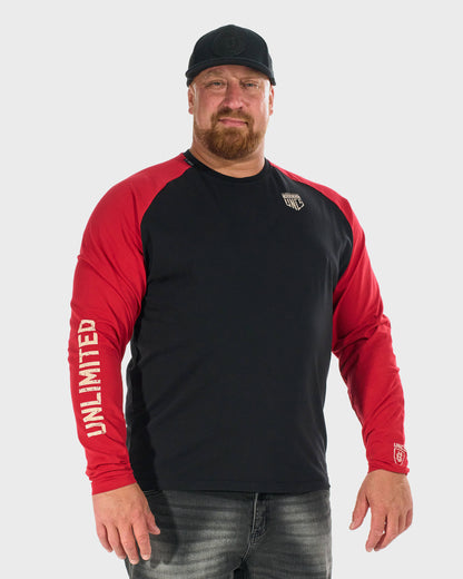 Férfi póló CONNOR I LS BLACK/RED