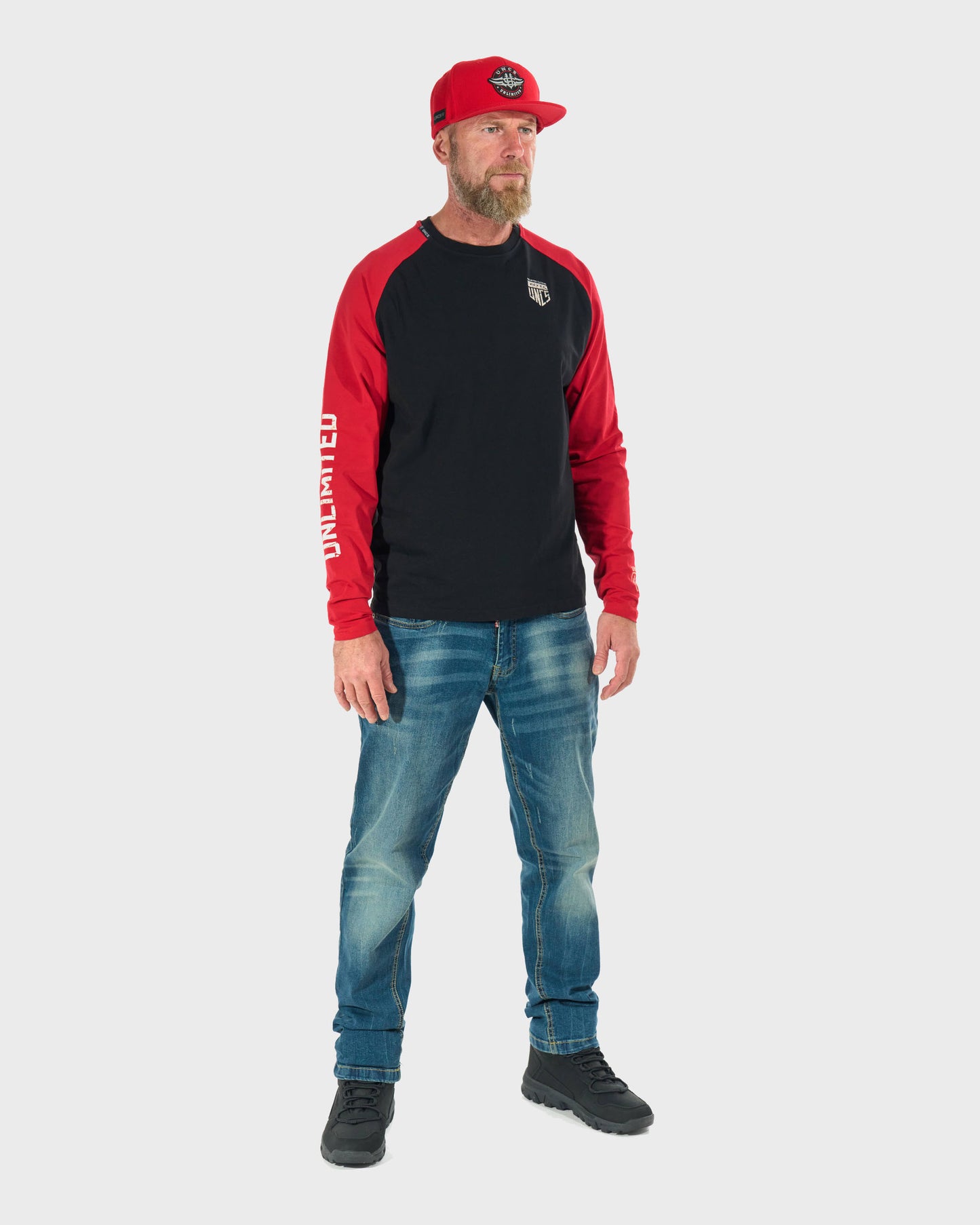 Férfi póló CONNOR I LS BLACK/RED