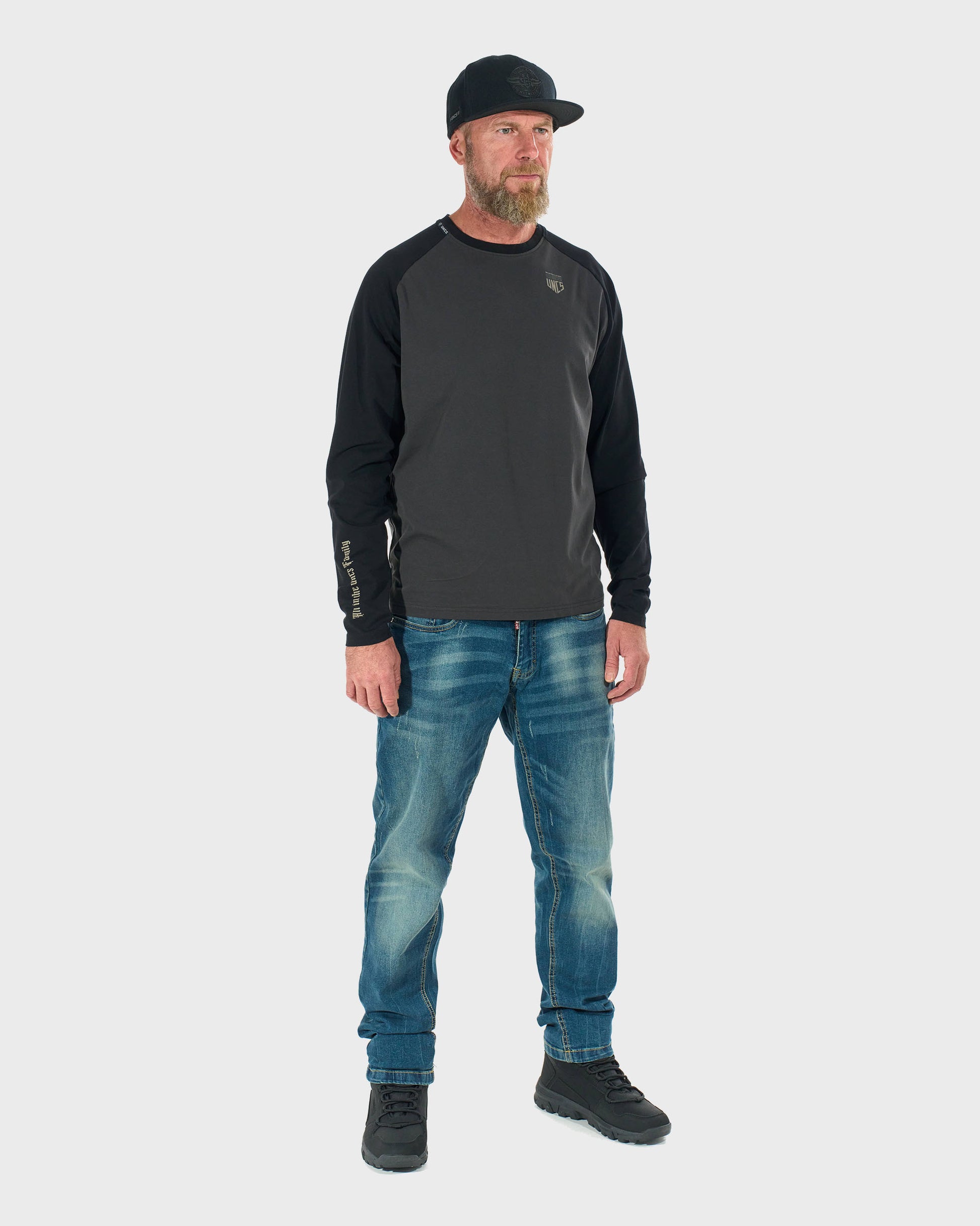 Férfi póló CONNOR II LS GREY/BLACK