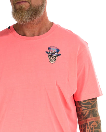 Férfi póló SKULL II NEON CORAL