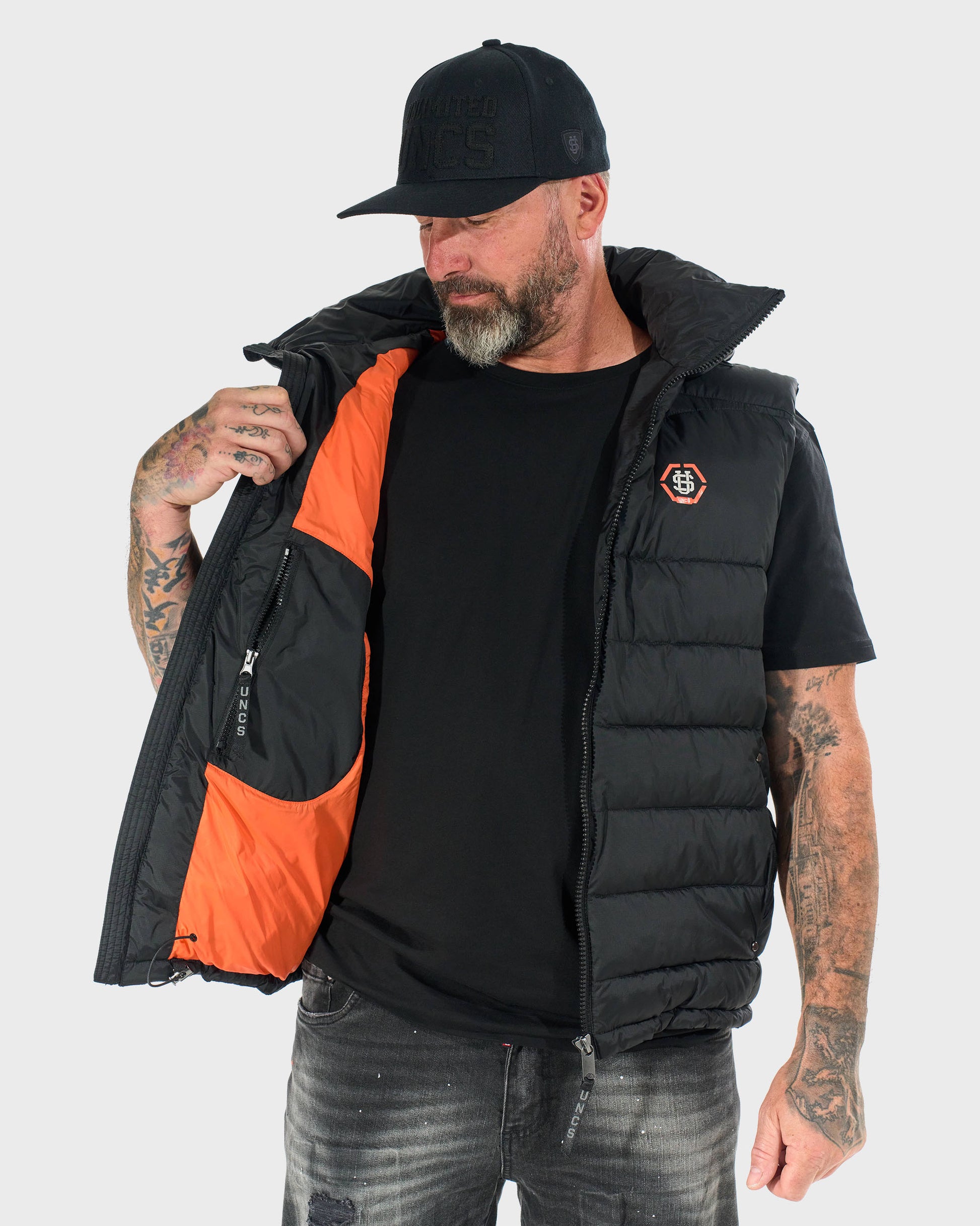 Férfi mellény FLINT II BLACK/ORANGE
