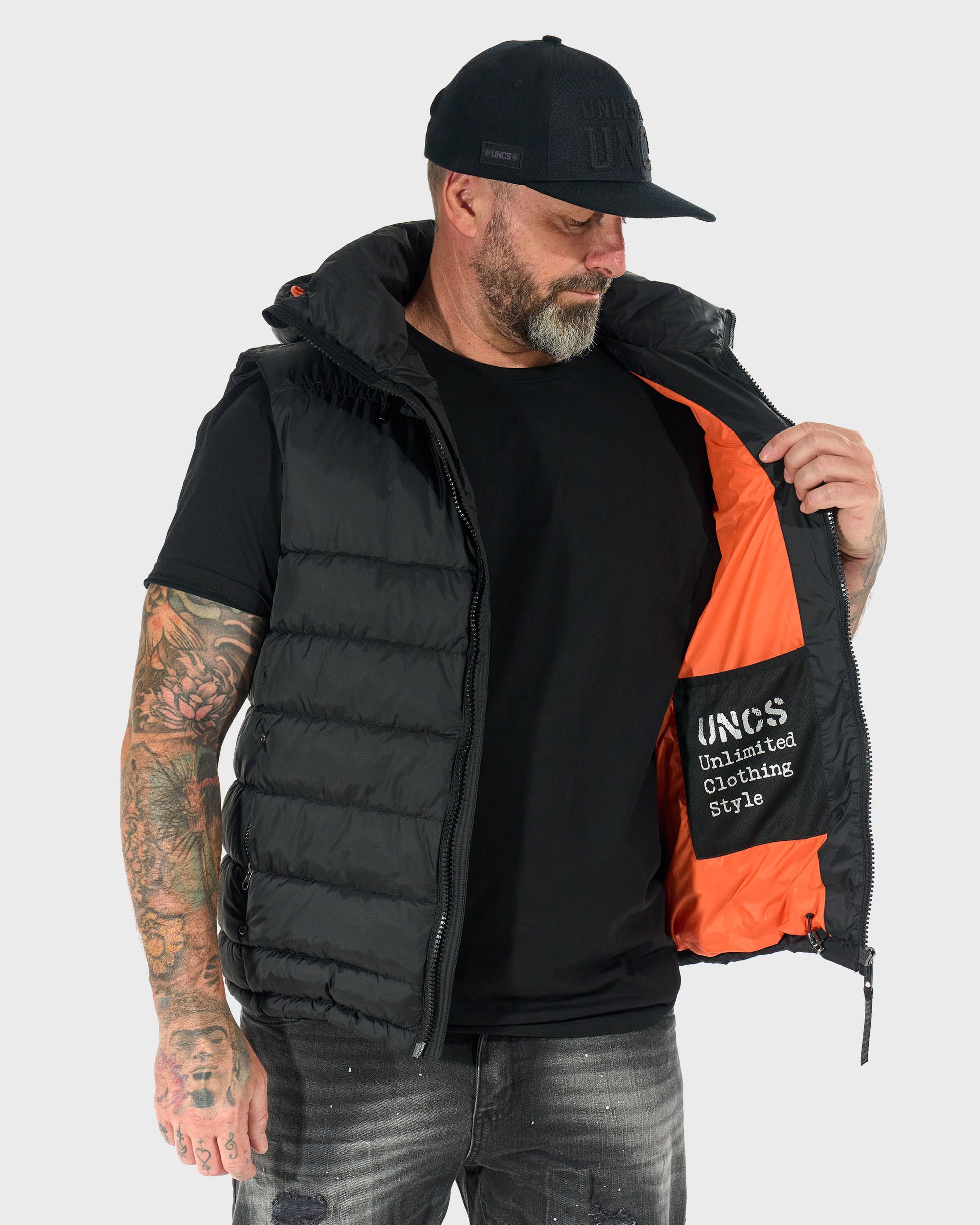 Férfi mellény FLINT II BLACK/ORANGE