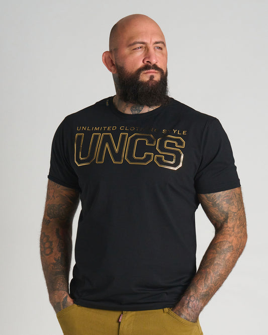 Férfi póló UNLIMITED V BLACK/GOLD