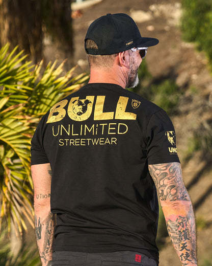 Férfi póló BULL III BLACK/GOLD