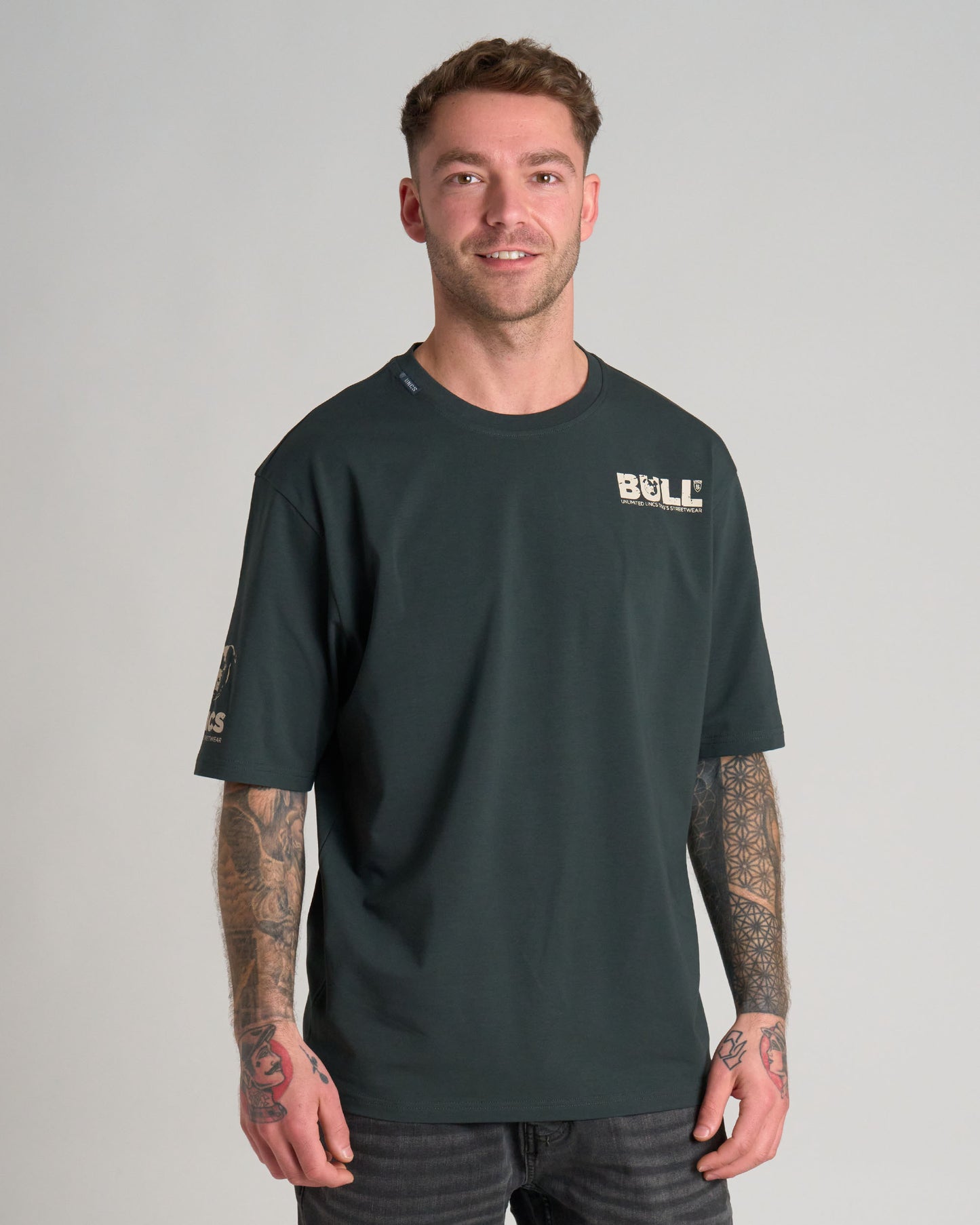 Férfi póló BULL III KHAKI/WHITE