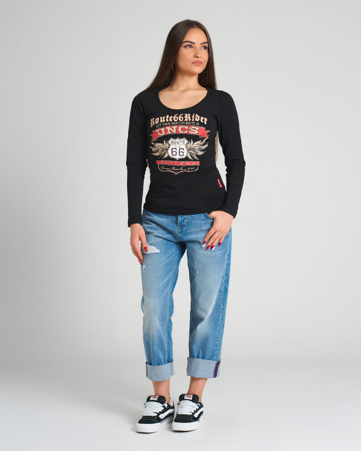 Női póló ROUTE 66 LS BLACK